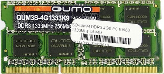 

Оперативная память QUMO DDR3 SODIMM 4GB [QUM3S-4G1333K9R], Оперативная память QUMO DDR3 SODIMM 4GB QUM3S-4G1333K9R