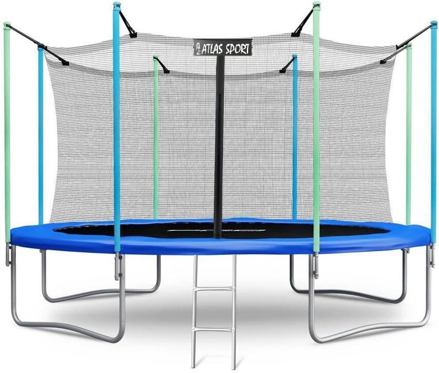 

Батут Atlas Sport 14ft-435 см с внутренней сеткой и лестницей Blue, 435 см 14ft с внутренней сеткой и лестницей