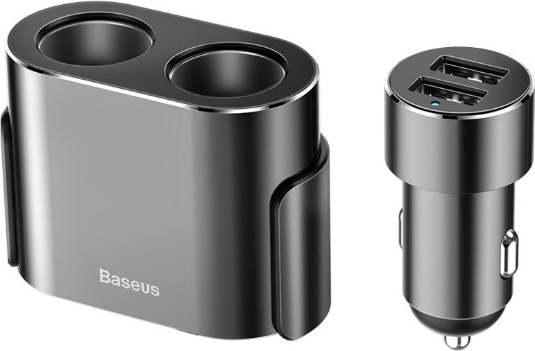 

Автомобильное зарядное устройство Baseus CRDYQ-01 High Efficiency One to Two Cigarette Lighter 2 USB 3.1A + разветвитель на 2 прикуривателя Black (Baseus High Efficiency One to Two Cigarette Lighte, Автомобильное зарядное устройство Baseus CRDYQ-01 High E