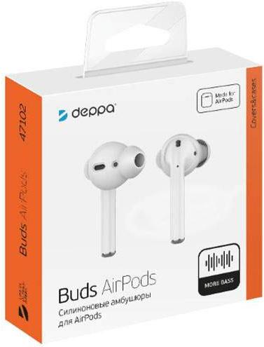 

Амбушюры для наушников Deppa Силиконовые Buds AirPods 2 пары белый [47102], Силиконовые Buds AirPods 2 пары