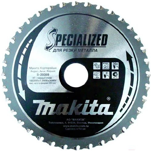 

Диск пильный Makita B-29359, Диск пильный Makita 185x30x1.9мм z36 4131 B-29359