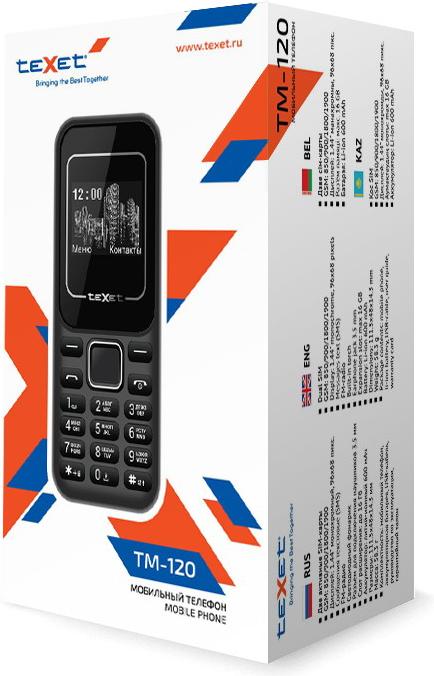 

Мобильный телефон TeXet TM-120 черный/красный [126988], TM-120