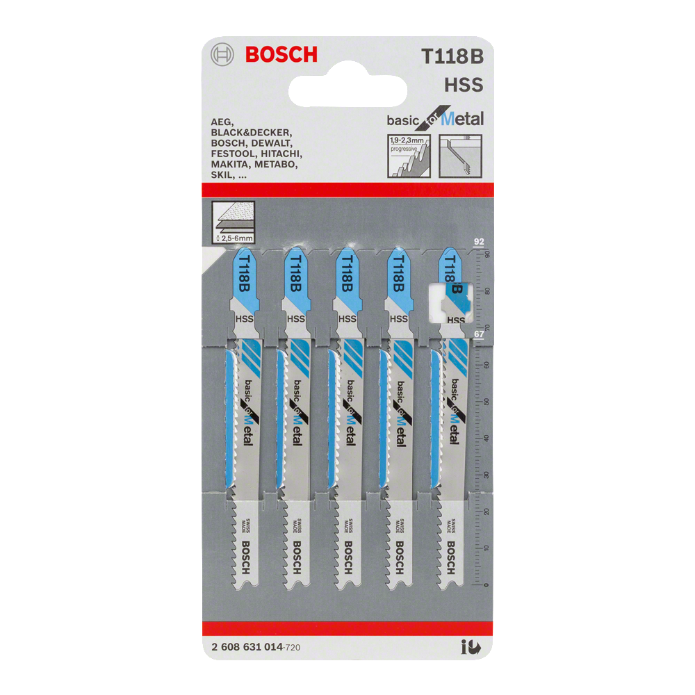 

Пилки для лобзика Bosch 2.608.631.014, Пилка для лобзика Bosch T 118 B HSS 5шт 2.608.631.014