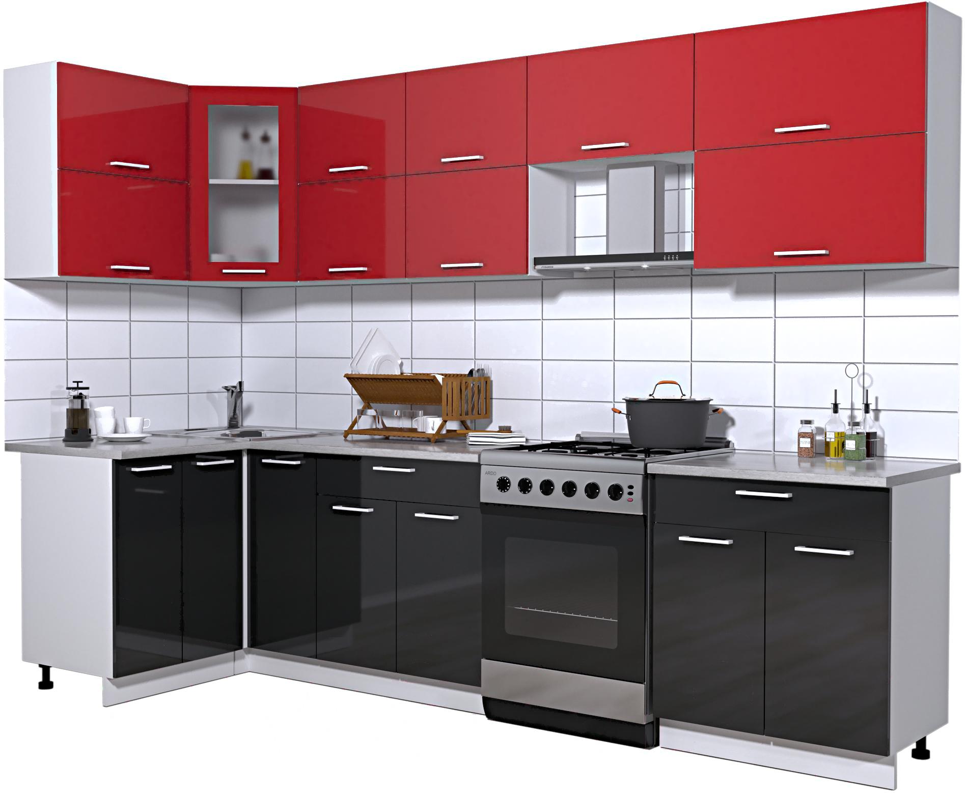 

Кухонный гарнитур Интерлиния Мила Gloss 60-12x29 красный/черный глянец, Мила Gloss 60-12x29