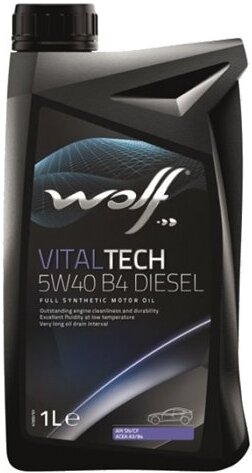 

Моторное масло Wolf VitalTech 5W40 B4 Diesel 4л [26116/4], Моторное масло Wolf VitalTech 5W40 B4 Diesel 4л 26116/4