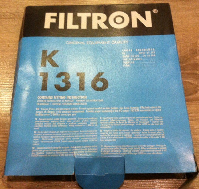 

Салонный фильтр Filtron K1316, K1316