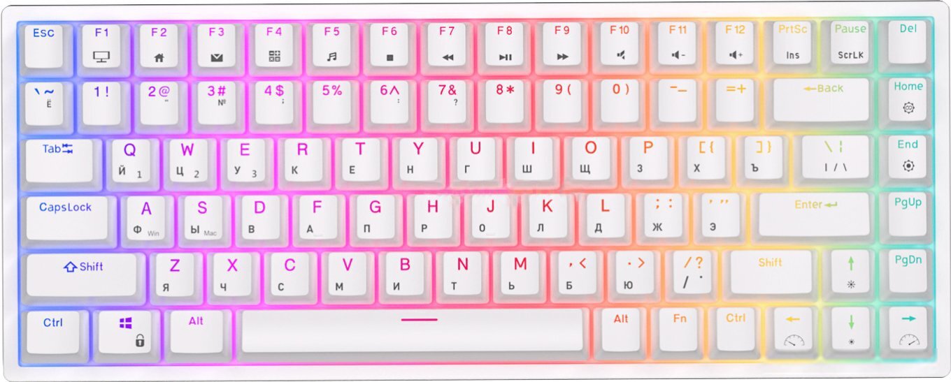 

Беспроводная клавиатура Royal Kludge RK84 White (USB/2.4 GHz/Bluetoth, RGB, Hot Swap, Red switch)