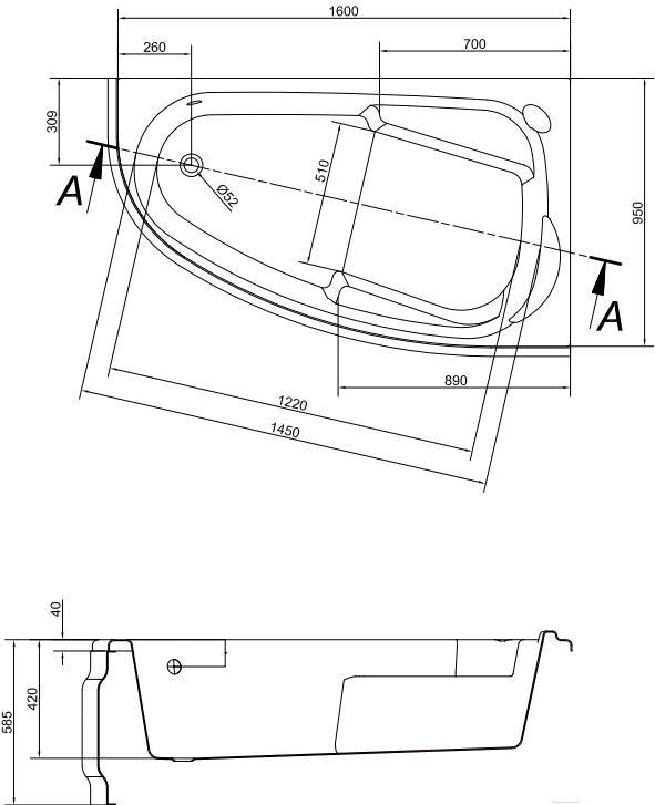 

Ванна Cersanit Joanna 160x95 R с каркасом [WA-JOANNA-160-R], Joanna 160x95 R с каркасом