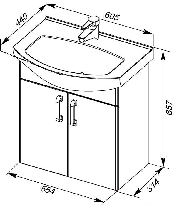 

Тумба с умывальником Aquanet Ирис 60 [212658], Ирис 60