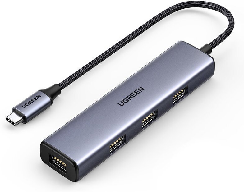 

Хаб UGREEN CM473 Space Gray (20841), Хаб UGREEN CM473-20841; вход: Type-C; порты: 4X USB-A 3.0, без порта для питания, алюминиевый корпус, Space Gray