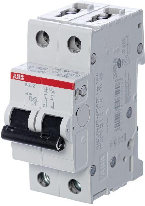 

Выключатель ABB S 202 2P С 32А 6кА 2M [2CDS252001R0324], Выключатель ABB S 202 2P С 32А 6кА 2M 2CDS252001R0324