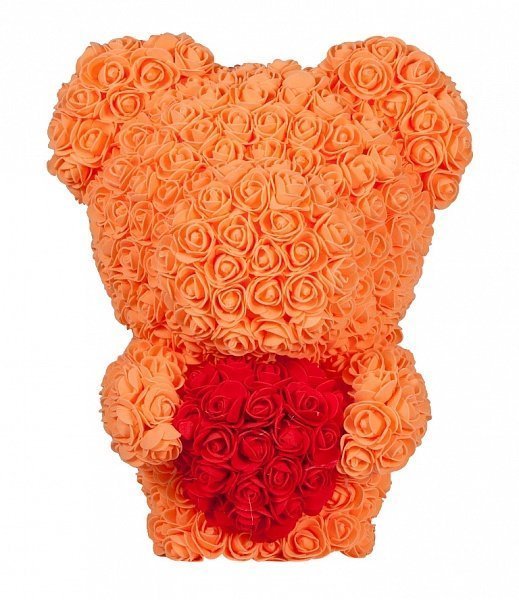 

Сувенир Teddy Rose Bear 8025 Медведь из цветов стоящий с сердцем 40см Ivory, 8025 Медведь из цветов стоящий с сердцем 40см