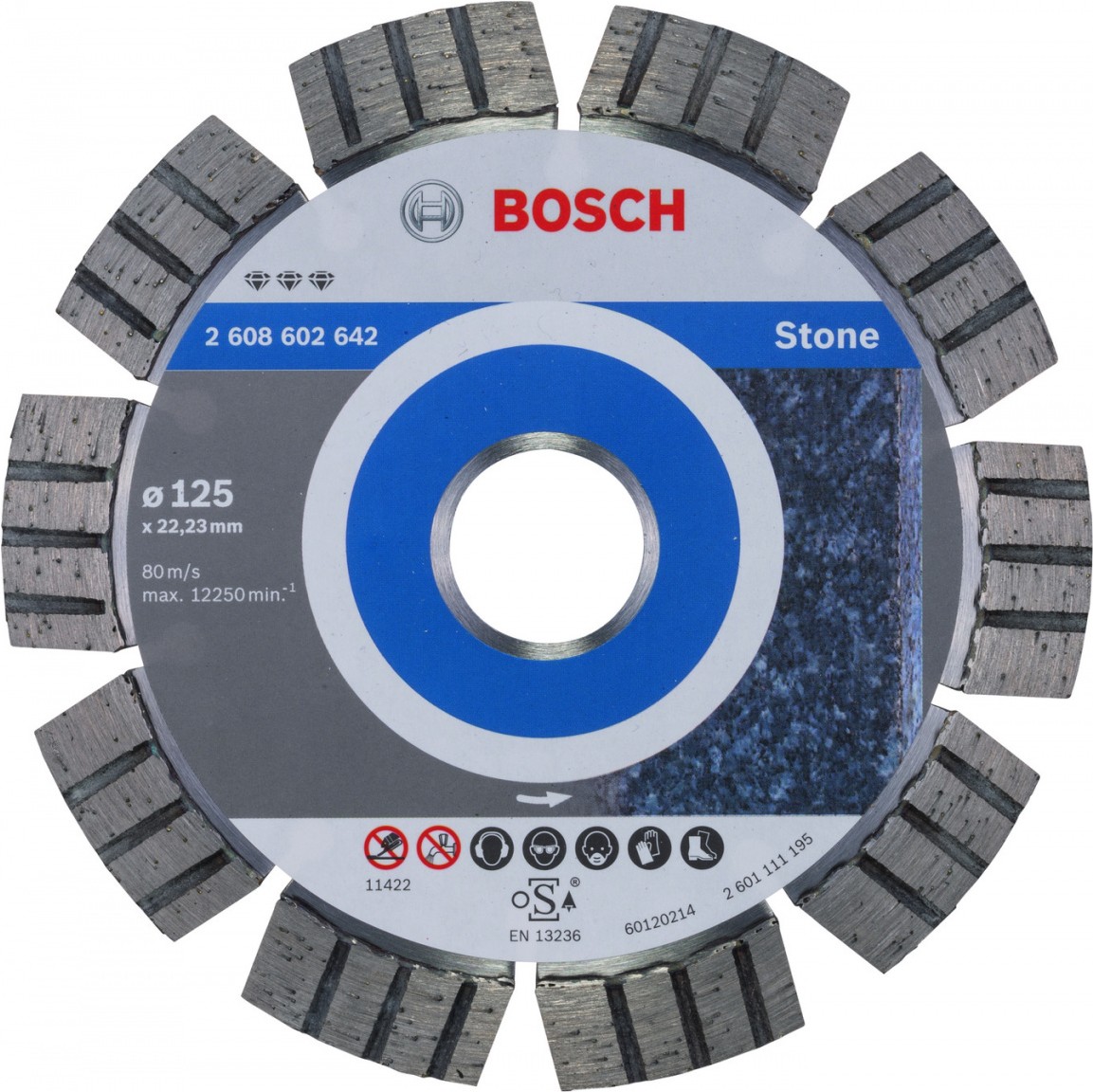 

Алмазный диск Bosch 2.608.602.642, Алмазный диск Bosch 125-22.23 Best for Stone 2.608.602.642