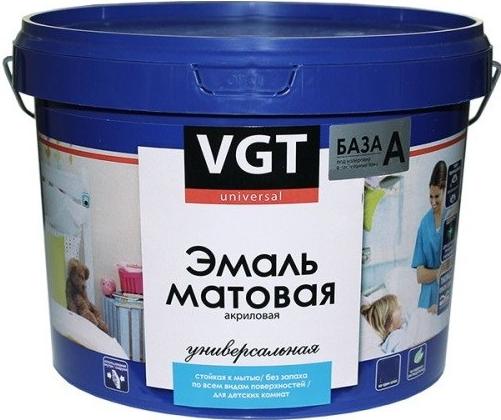 

Эмаль VGT ВД-АК-1179 Универсальная Матовая База А 3 кг (супербелый)