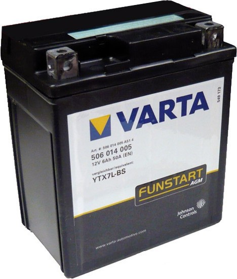 

Аккумулятор Varta YTX7L-4 YTX7L-BS 6 А/ч [506014005], YTX7L-4 YTX7L-BS 6 А/ч