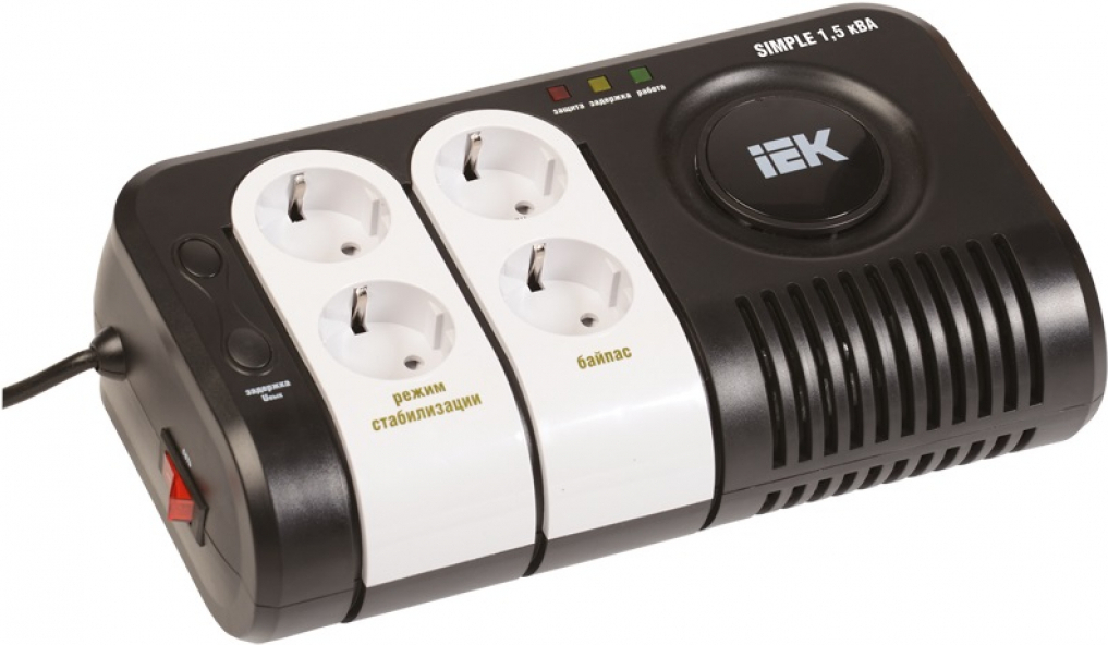

Стабилизатор напряжения IEK IVS25-1-01500, Стабилизатор напряжения IEK Simple 1,5кВА (IVS25-1-01500)
