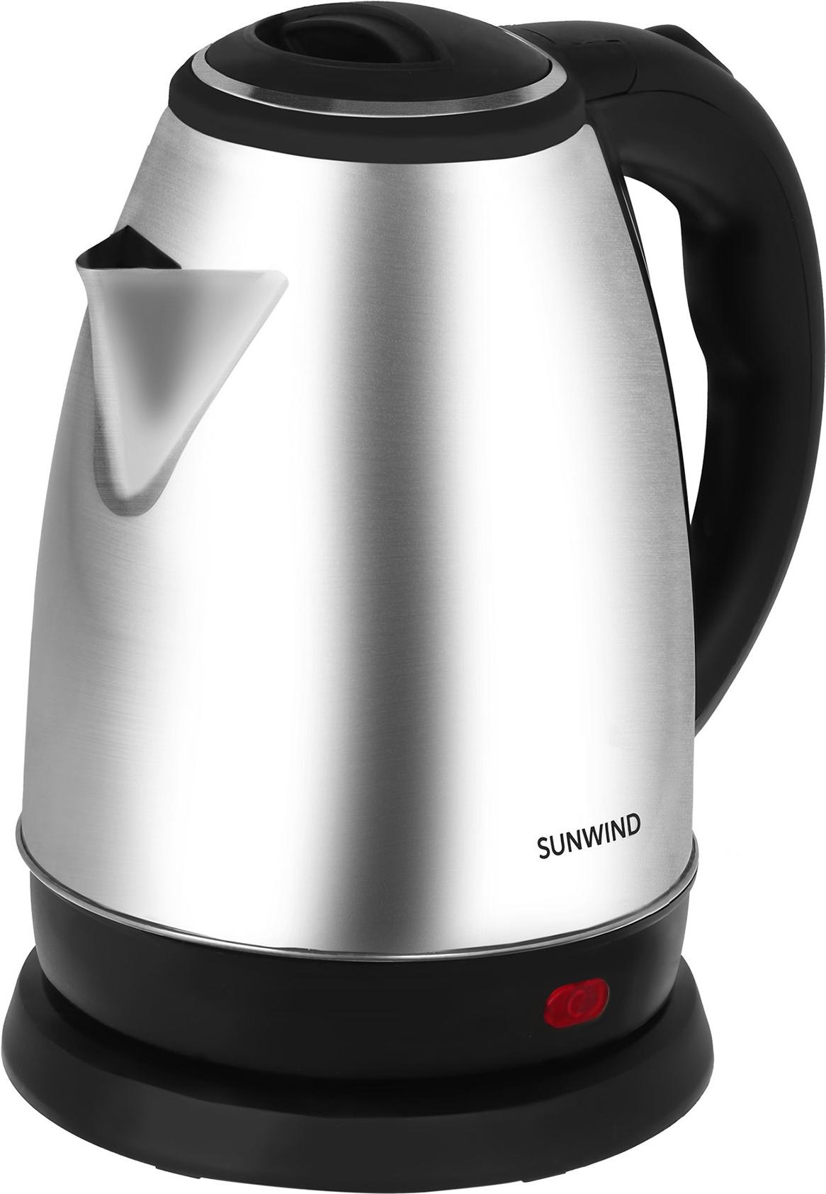 

Электрочайник SunWind SUN-K-001 серебристый/черный, SUN-K-001