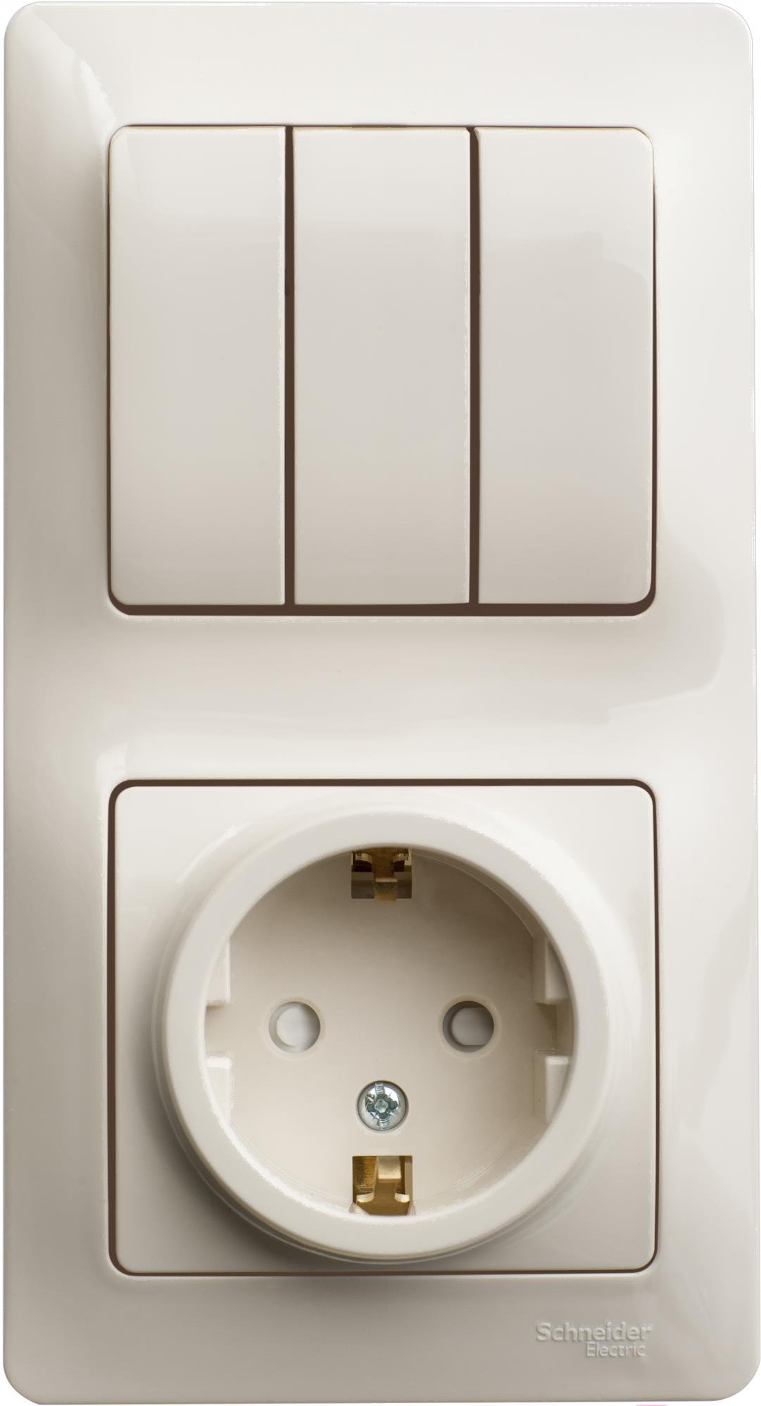 

Розетка Schneider Electric Блок выключатель+розетка Glossa GSL000278