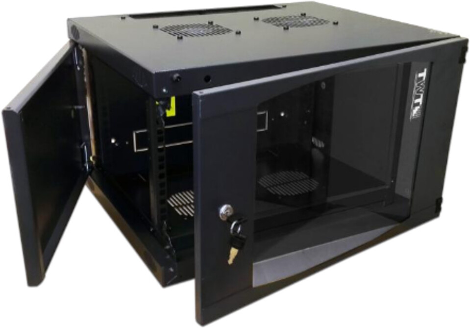 

Шкаф Lanmaster Next 6U 550x450 мм черный [TWT-CBWNG-6U-6X4-BK], Шкаф настенный Lanmaster Next TWT-CBWNG-6U-6X4-BK 6U 550x450мм пер.дв.стекл съемные бок.пан. 60кг черный