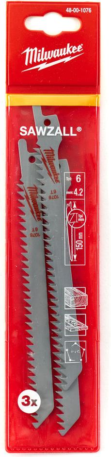 

Набор оснастки Milwaukee 48001076, Полотно для пилы Milwaukee 150х6 3шт 48001076