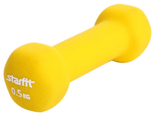 

Гантель цельная Starfit DB-201 0.5 кг желтый, Гантель DB-201 500гр