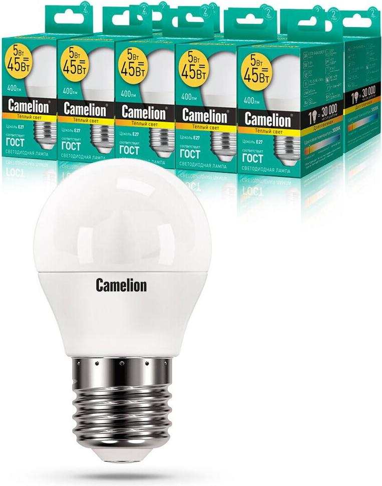 

Лампочка Camelion G45 E27 5 Вт 3000 К [12028], G45 E27 5 Вт 3000 К