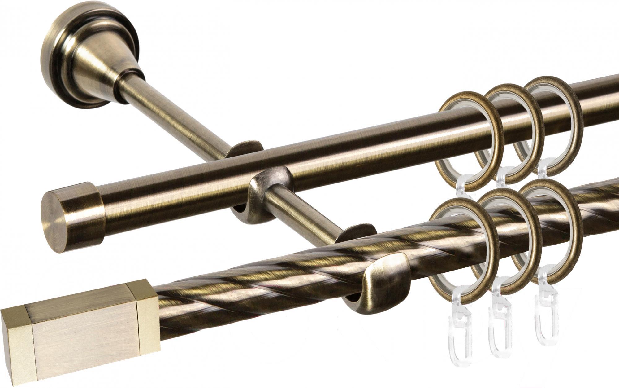 

Карниз АС ФОРОС Grace D16K/16Г + наконечники Квадро золото 2.4м антик