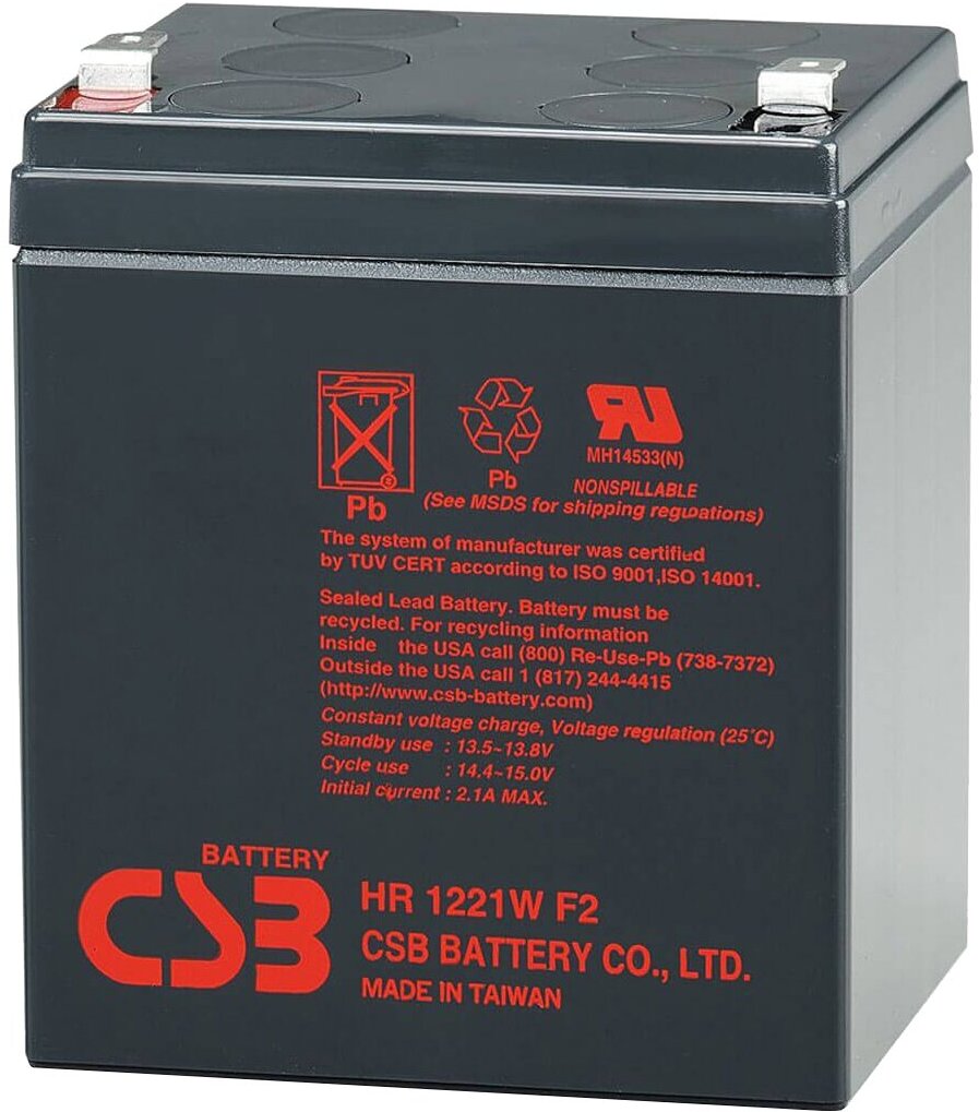 

Аккумулятор для ИБП CSB HR1221W F2 (12В/5 А ч), Аккумулятор CSB HR1221W F2 12V/5Ah