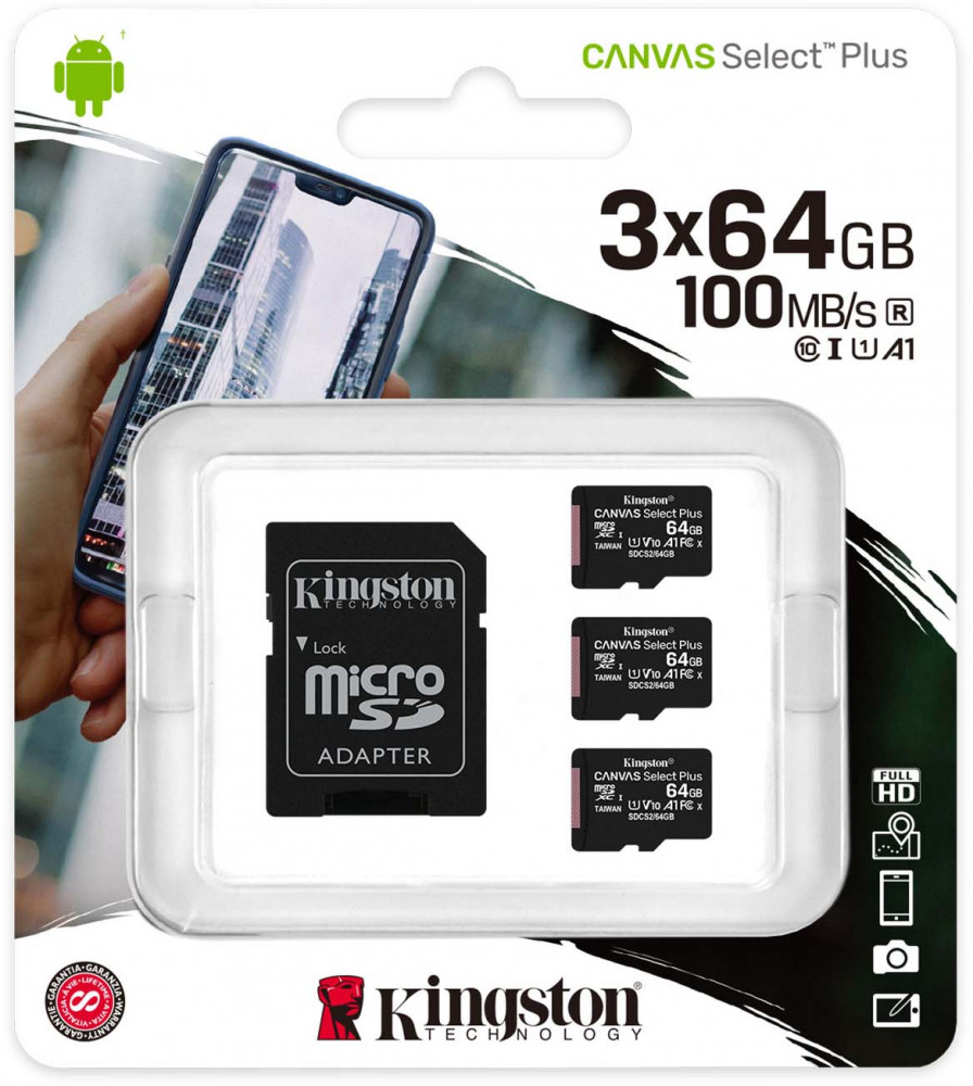 

Карта памяти Kingston microSDHC 64GB microSDXC Class10 Class10 UHS-I Canvas Select up 100MB/s с адапт, microSDHC 64GB microSDXC Class10 Class10 UHS-I Canvas Select up 100MB/s с адапт