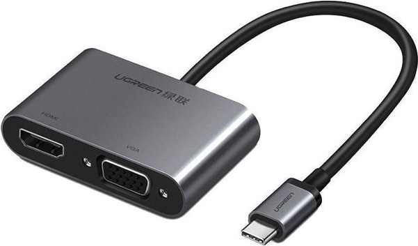 

Адаптер Ugreen CM162 50505 (черный), (UGREEN USB-C to HDMI + VGA Adapter with PD CM162 (50505) (Silver))