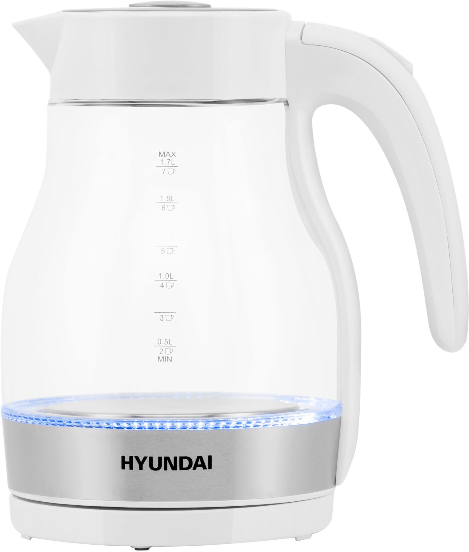 

Электрочайник Hyundai HYK-G3802 белый/серебристый