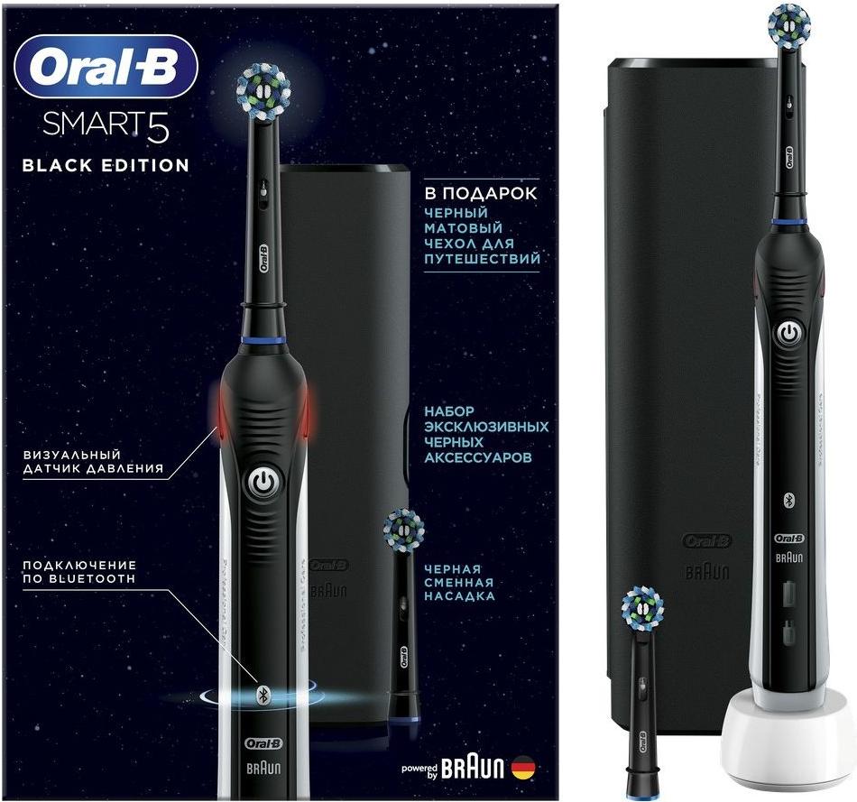 

Электрическая зубная щетка Oral-B Smart 5 CrossAction D601.523.5X черный [80339387], Smart 5 CrossAction D601.523.5X