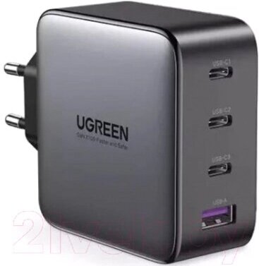 

Сетевое зарядное устройство Ugreen CD226-40747 Black [40747], UGREEN USB-A+3*USB-C 100W GaN Tech Fast Charger CD226 (Black) (40747)