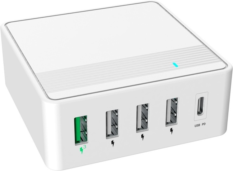 

Сетевое зарядное устройство TFN QC+PD 40W 5 портов белый (TFN-WC05)