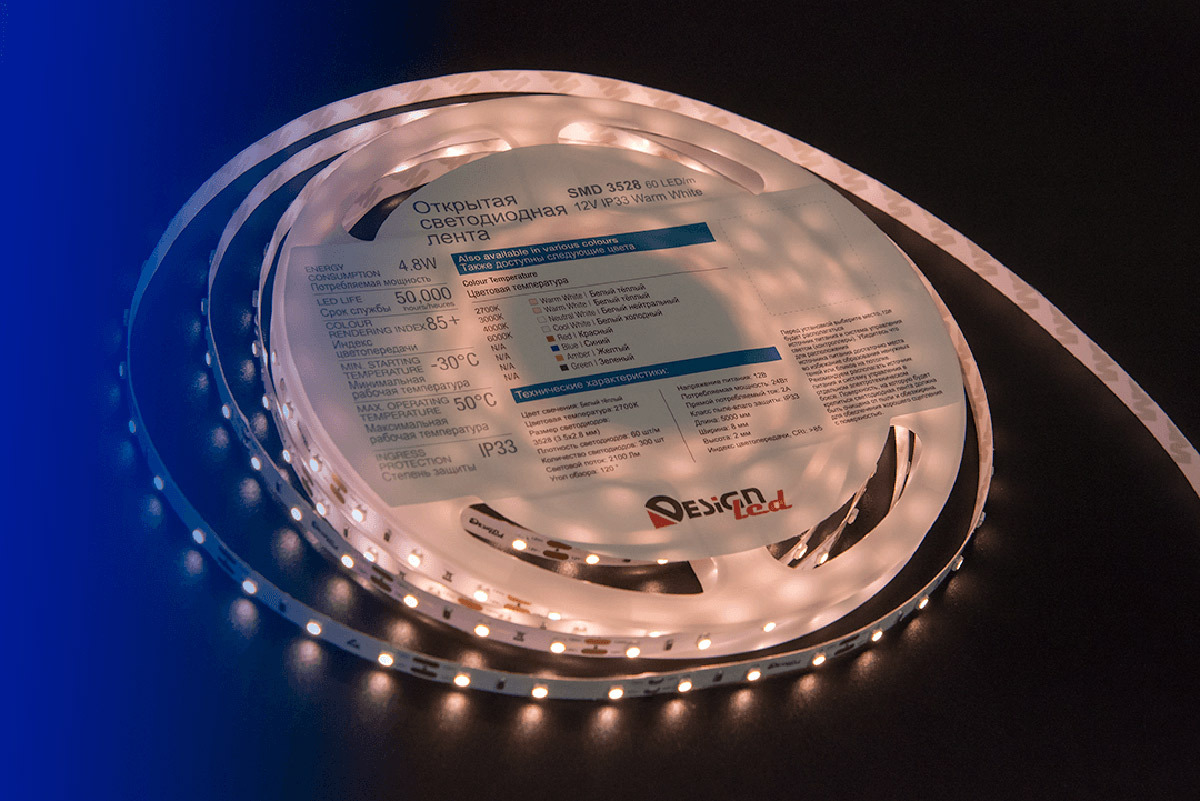 

Светодиодная лента DesignLed Лента светодиодная LUX, 3528, 60 LED/м, 4,8 Вт/м, 12В, IP33, Теплый белый (2700K) [DSG360-12-WW-33], Светодиодная лента DesignLed Лента светодиодная LUX, 3528, 60 LED/м, 4,8 Вт/м, 12В, IP33, Теплый белый (2700K) DSG360-12-WW-3