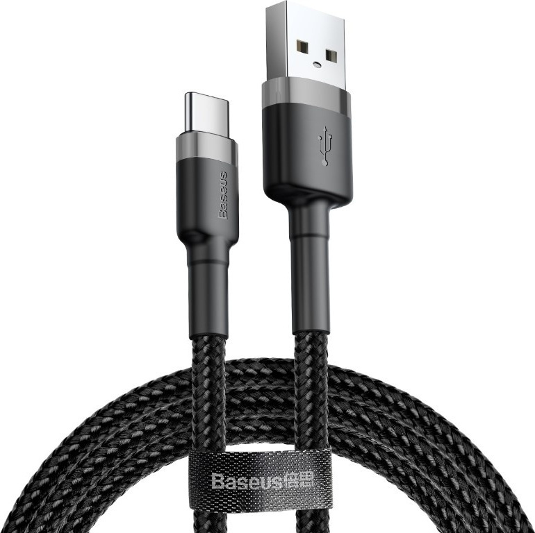 

Кабель Baseus Cafule Cable 2M Gray/Black (CATKLF-CG1), Кабель Baseus CATKLF-CG1 Cafule Cable USB to Type-C 2A, нейлоновая оплётка, 2m Gray+Black Baseus Cafule Cable USB For Type-C 2A 2M Gray+Black (CATKLF-C09)