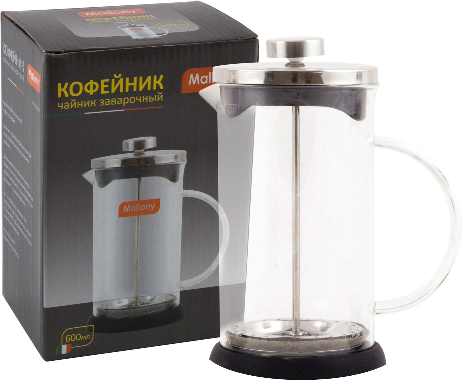 

Заварочный чайник Mallony GFP01-600ML 0,6л черный [950066], Заварочный чайник Mallony GFP01-600ML 0,6л 950066 черный