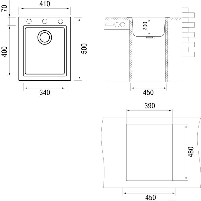 

Кухонная мойка Longran Cube CUG410.500 крома, Cube CUG410.500