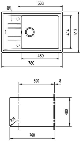 

Кухонная мойка TEKA Stone 60 S-TG 1B 1D черный металлик [115330031], Stone 60 S-TG 1B 1D