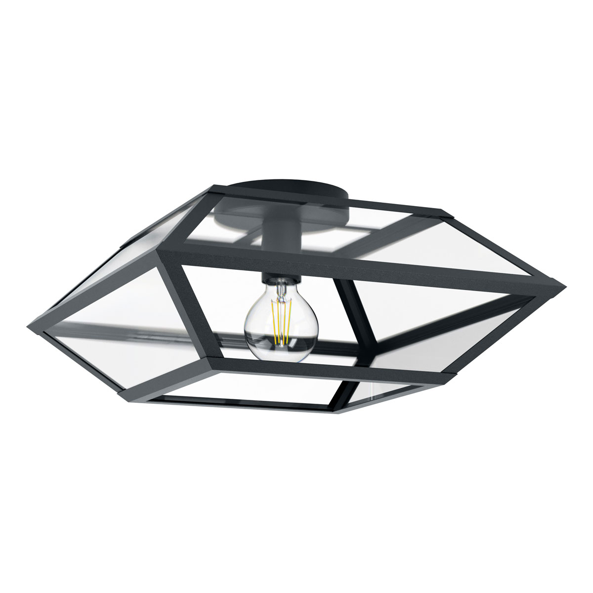 

Накладной светильник EGLO Casefabre, 1х60W (E27), 450х450, H215, cталь черный/cтекло, прозрачный [98357], Casefabre, 1х60W (E27), 450х450, H215, cталь