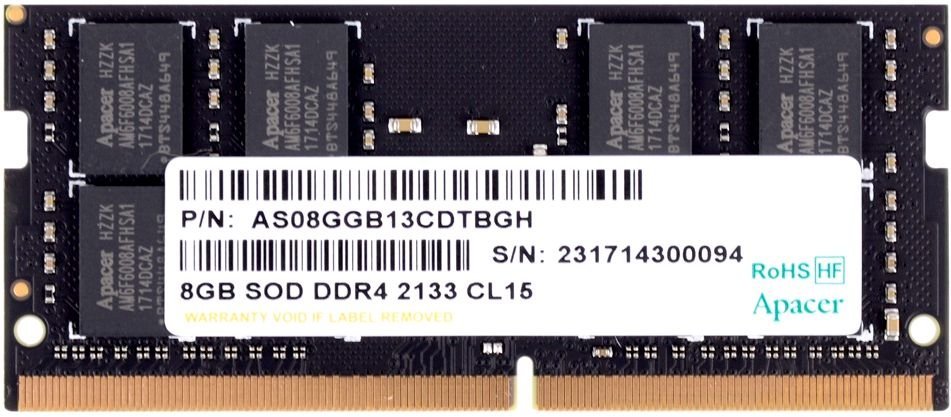 

Оперативная память Apacer SO-DIMM DDR4 8Gb 2133 МГц [AS08GGB13CDTBGH], SO-DIMM DDR4 8Gb 2133 МГц