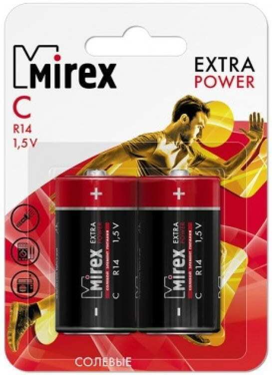 

Батарейка Mirex солевая R14 C в 2 шт [23702-ER14-E2], Батарейка Mirex солевая R14 C в 2 шт 23702-ER14-E2