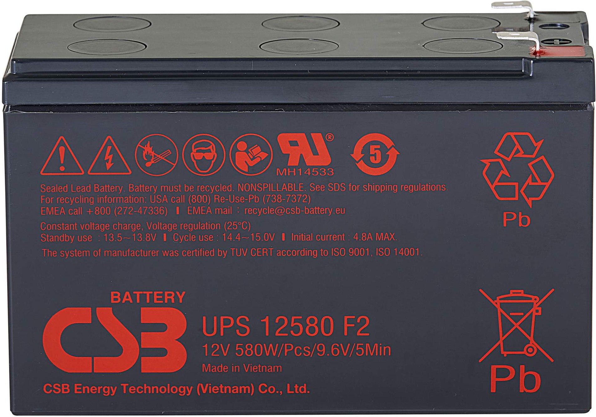 

Аккумулятор для ИБП CSB UPS12580 12В 9.4Ач