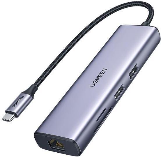 

Док-станция UGREEN CM512-90568, Док-станция UGREEN CM512-90568; USB-C to USB-A 3.0 + HDMI (4K@30Hz) + RJ45 Gigabit +SD/TF + PD (100W)