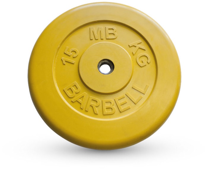 

Диск для штанги MB Barbell d26 мм 15 кг желтый, d26мм 15кг