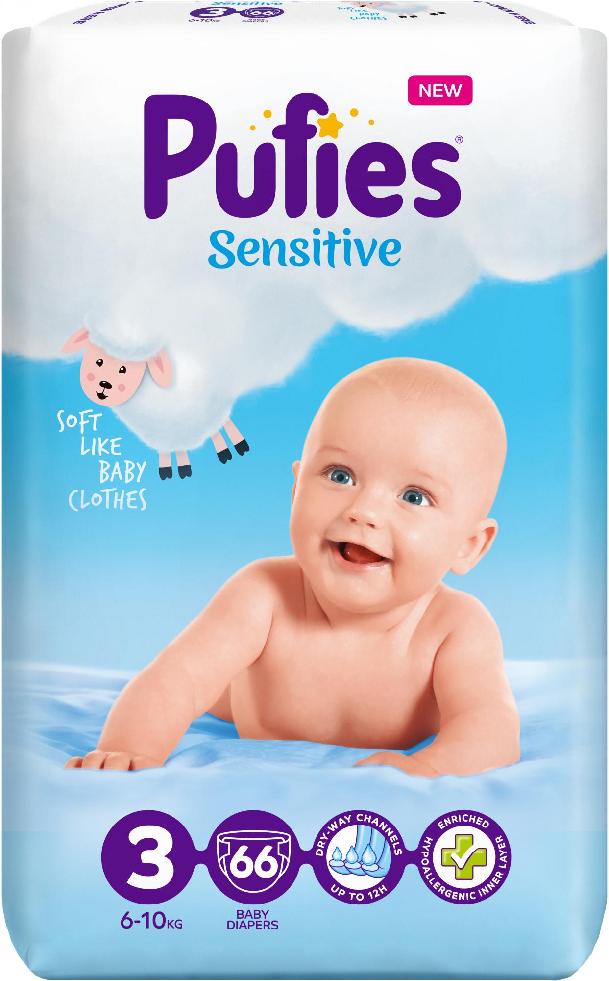 

Детские подгузники Pufies Sensitive Midi 6-10кг (66шт)