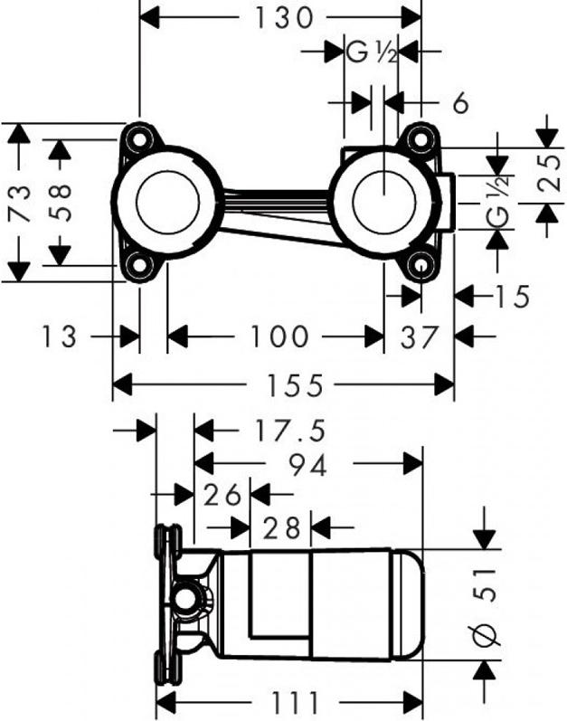 

Скрытый механизм Hansgrohe Universal 13622180, Смеситель Hansgrohe Universal 13622180