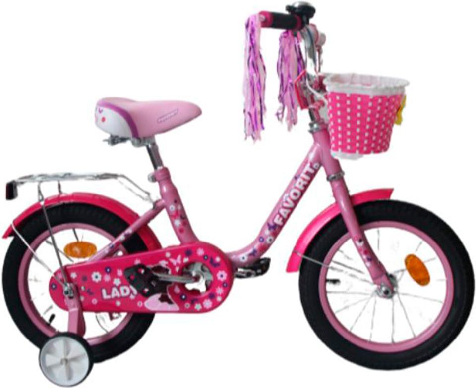 

Велосипед детский Favorit Lady 14'' 2020 розовый/фиолетовый [LAD-14MG], Lady 14 2019 детский