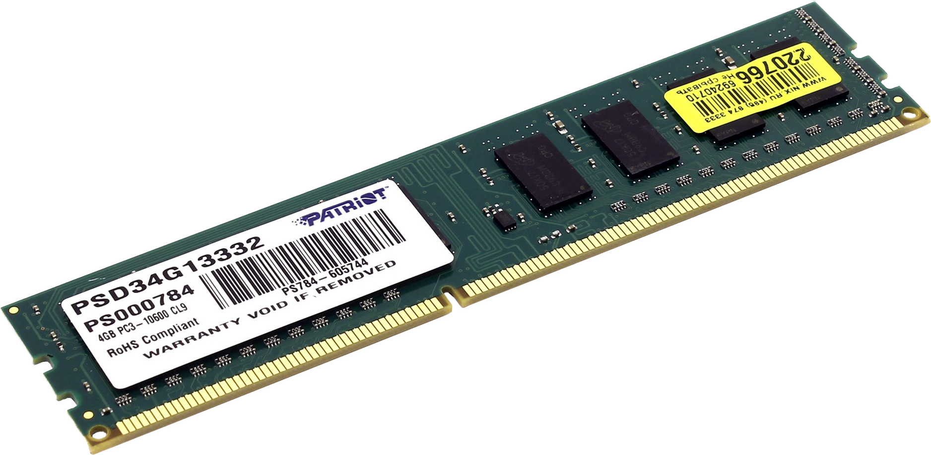 

Оперативная память Patriot 4GB DDR3 PC3-10600 (PSD34G13332), Оперативная память DDR-3 4GB Patriot [PSD34G13332]