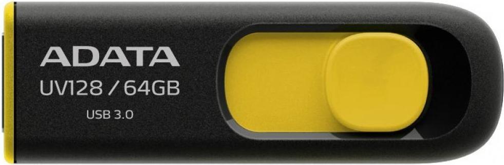 

USB Flash A-Data DashDrive UV128 Black/Yellow 64GB (AUV128-64G-RBY), DashDrive UV128 64GB